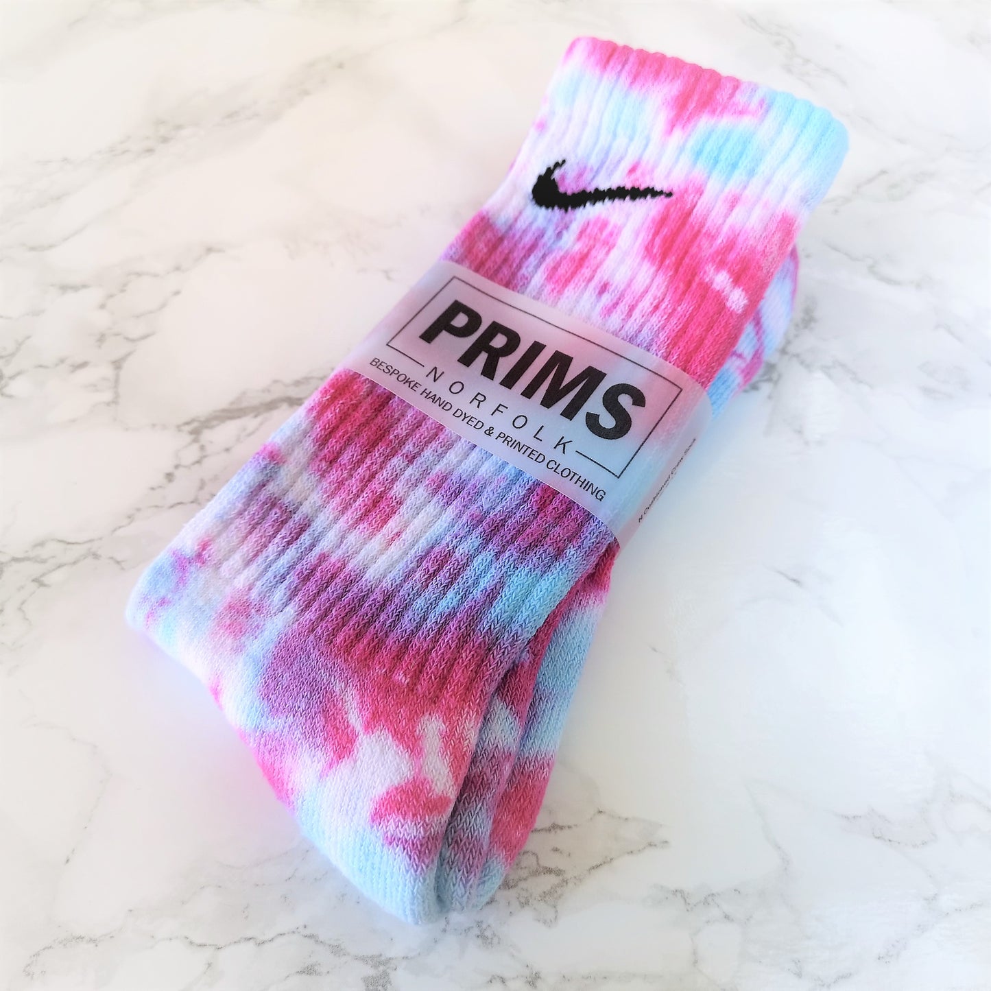 ADULTS TIE DYE CUSHIONED CREW SOCK (N) - BUBBLEGUM