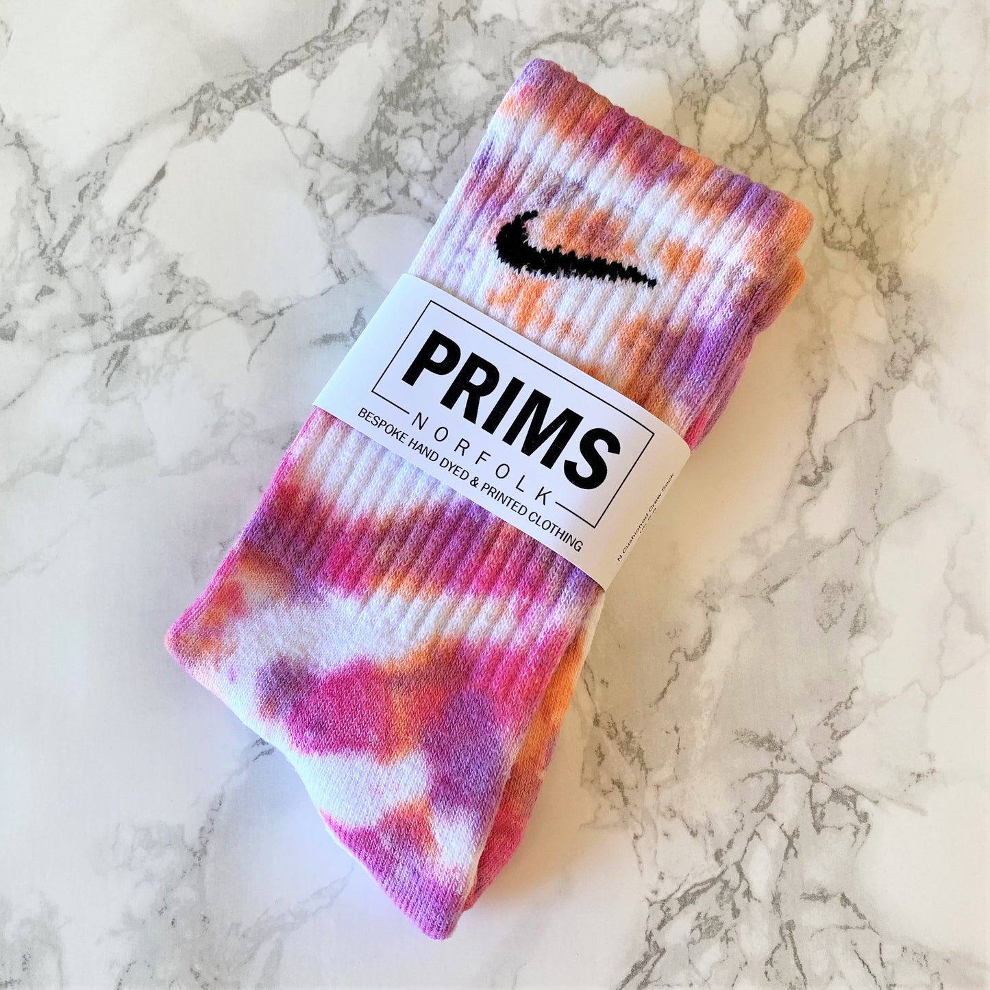 ADULTS TIE DYE CUSHIONED CREW SOCK (N) - CALIFORNIA SUNSET